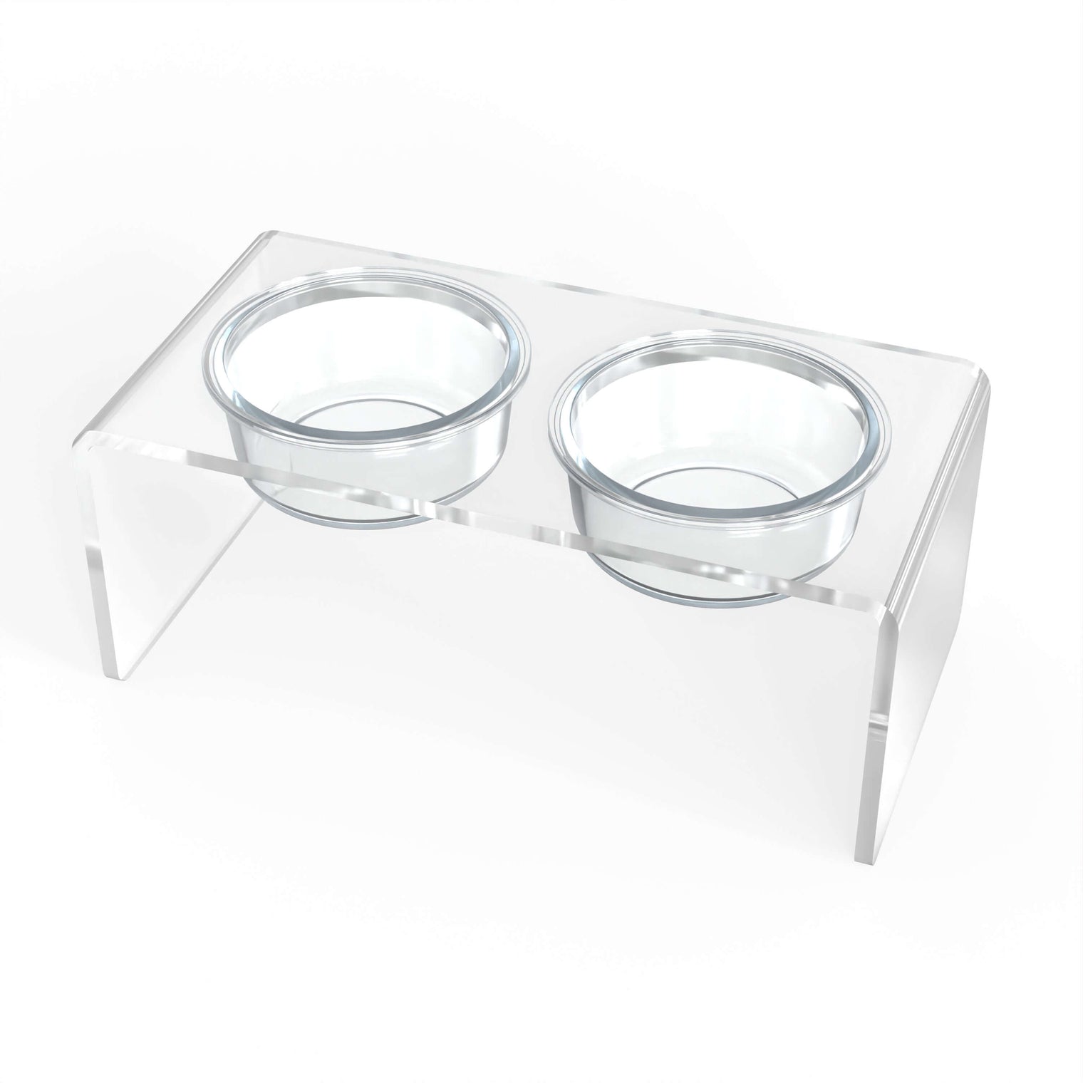Modern Acrylic Glass Bowl Feeders, Standard Style, Double Bowl