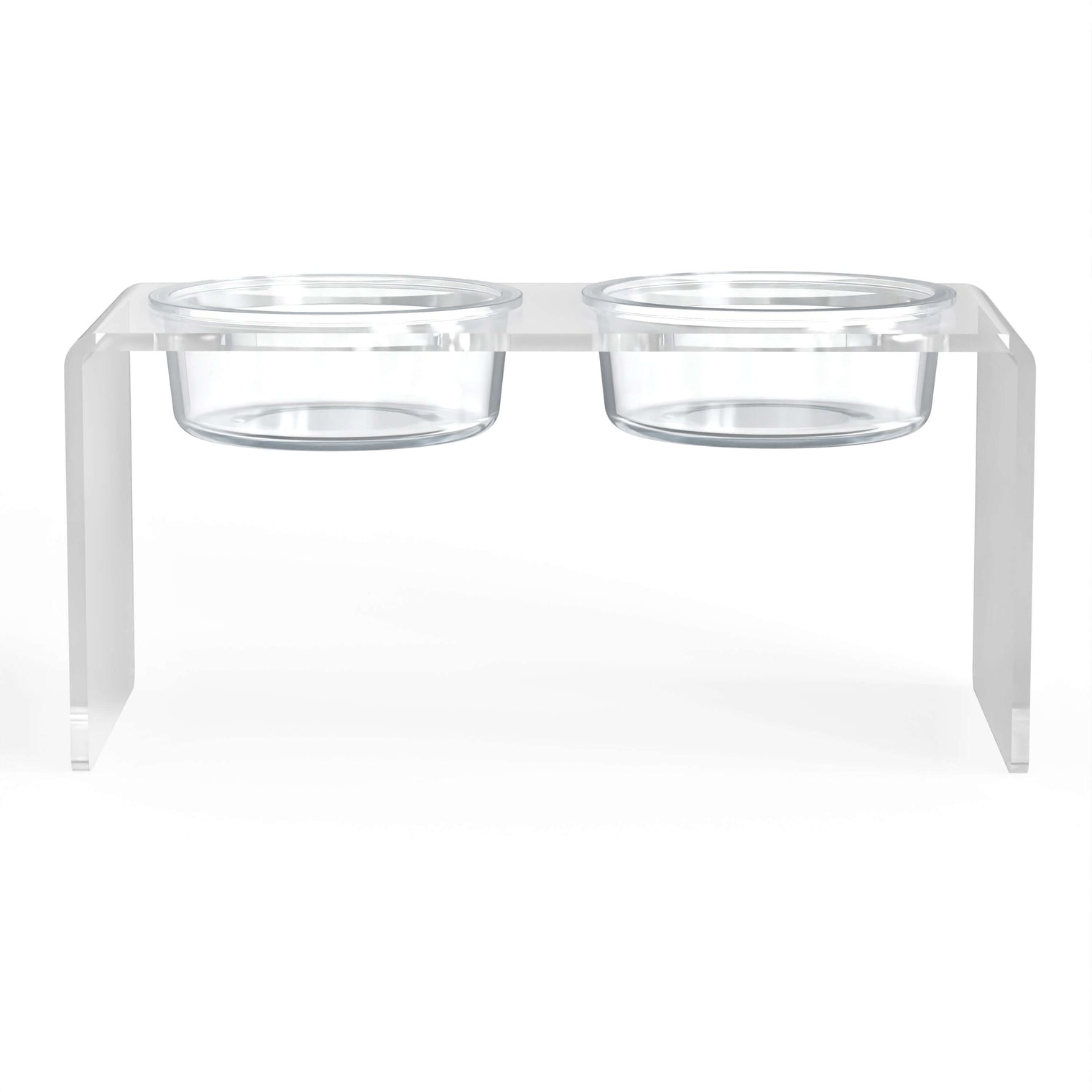 Modern Acrylic Glass Bowl Feeders, Standard Style, Double Bowl