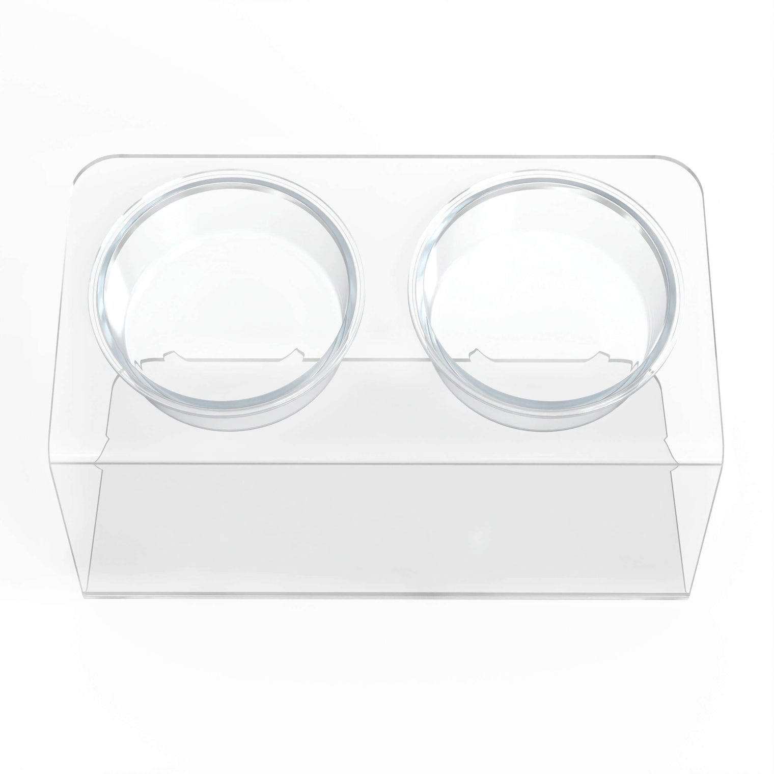 Modern Acrylic Glass Bowl Feeders, Angled Style, Double Bowl