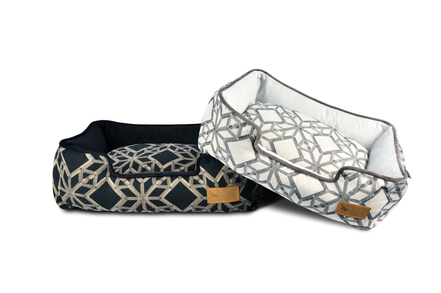 Two Solstice style lounge dog beds sitting together