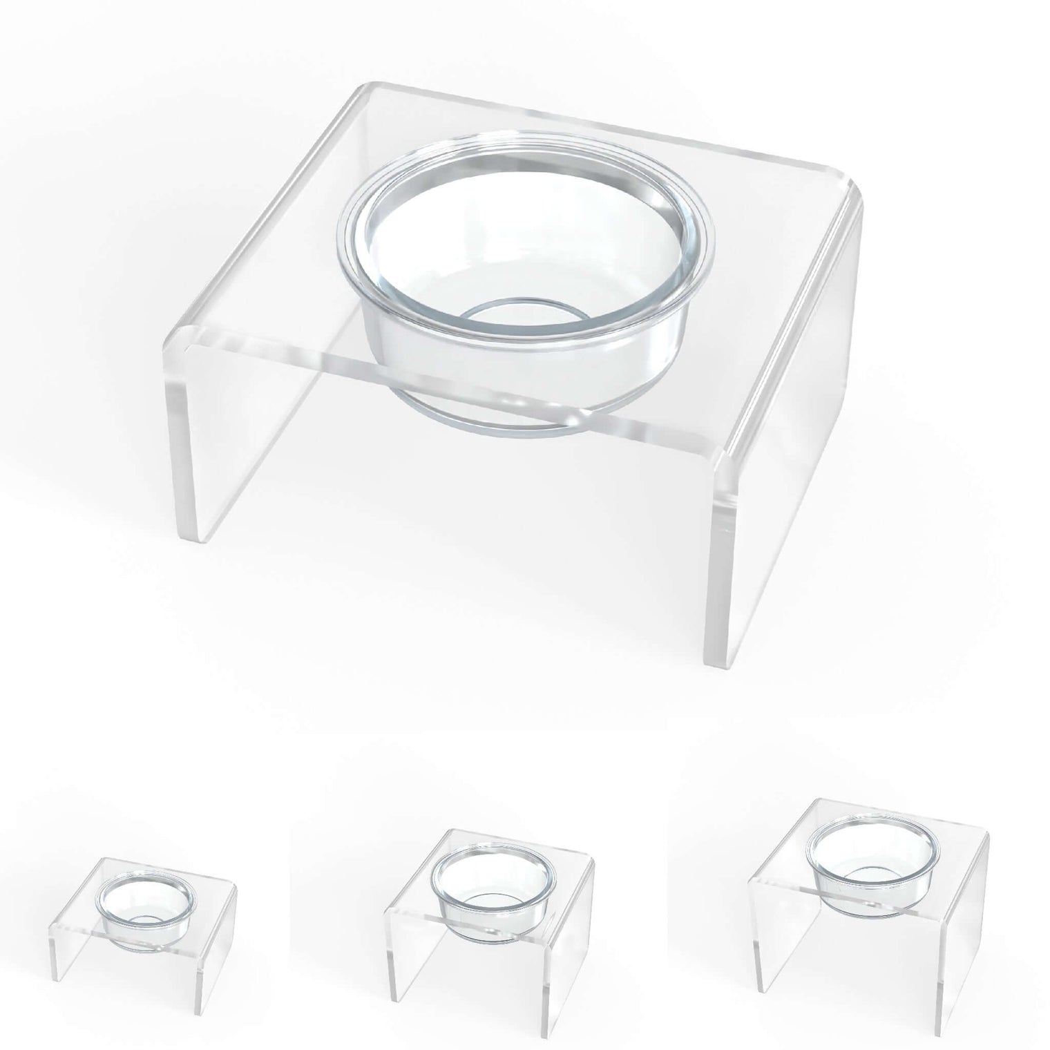 Modern Acrylic Glass Bowl Feeders, Standard Style, Single Bowl