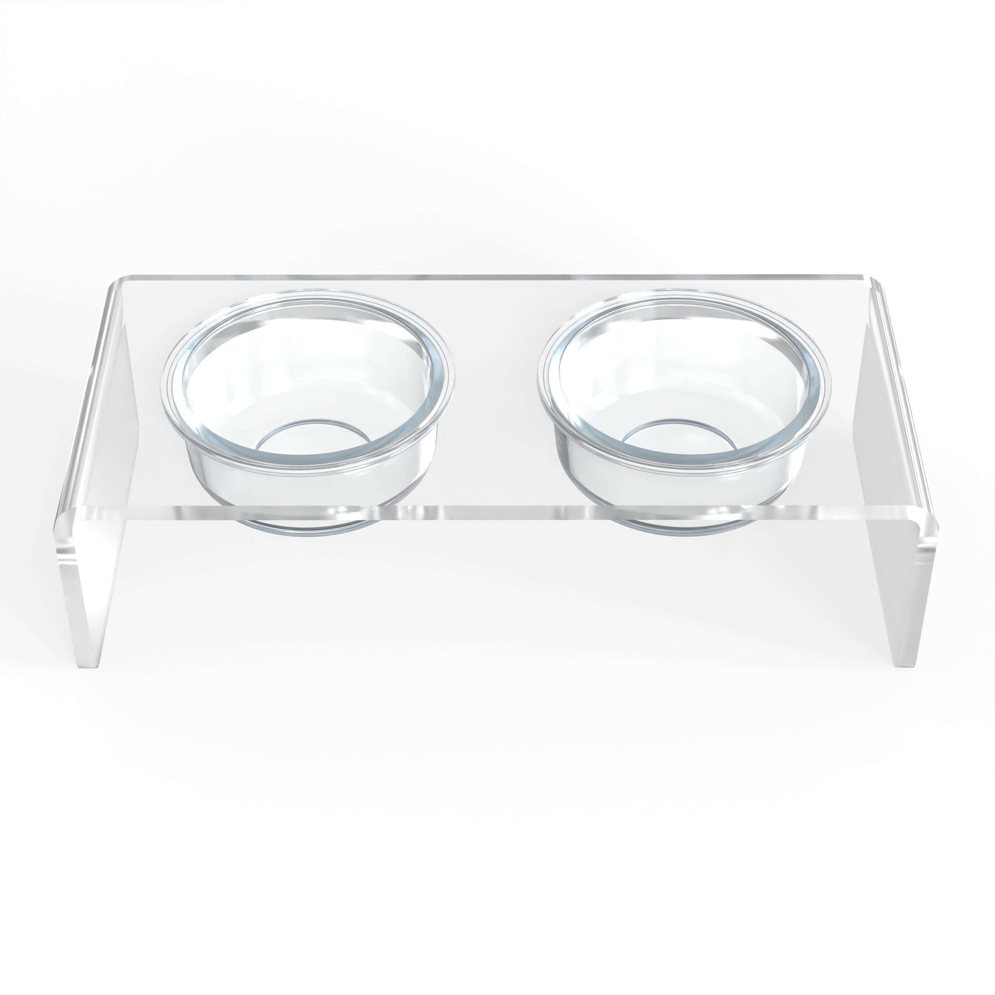 Modern Acrylic Glass Bowl Feeders, Standard Style, Double Bowl