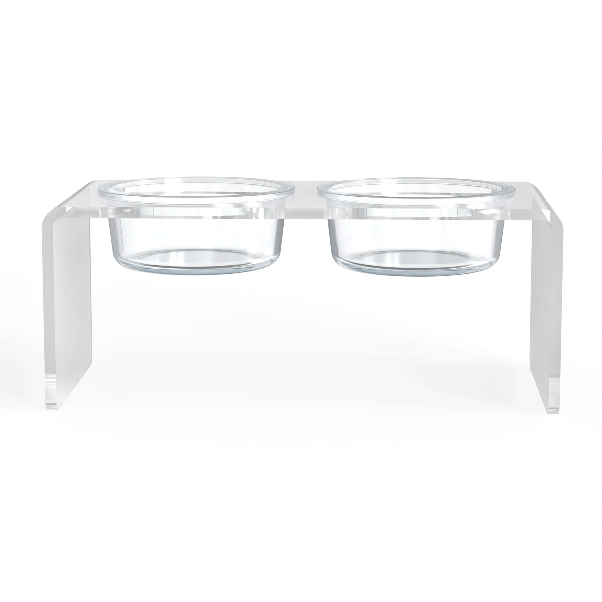 Modern Acrylic Glass Bowl Feeders, Standard Style, Double Bowl