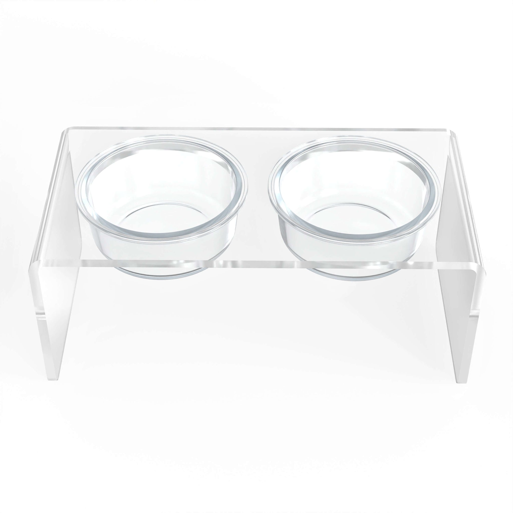 Modern Acrylic Glass Bowl Feeders, Standard Style, Double Bowl