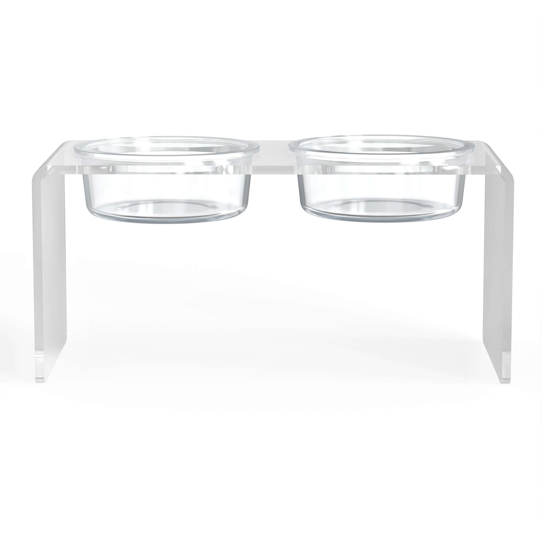 Modern Acrylic Glass Bowl Feeders, Standard Style, Double Bowl