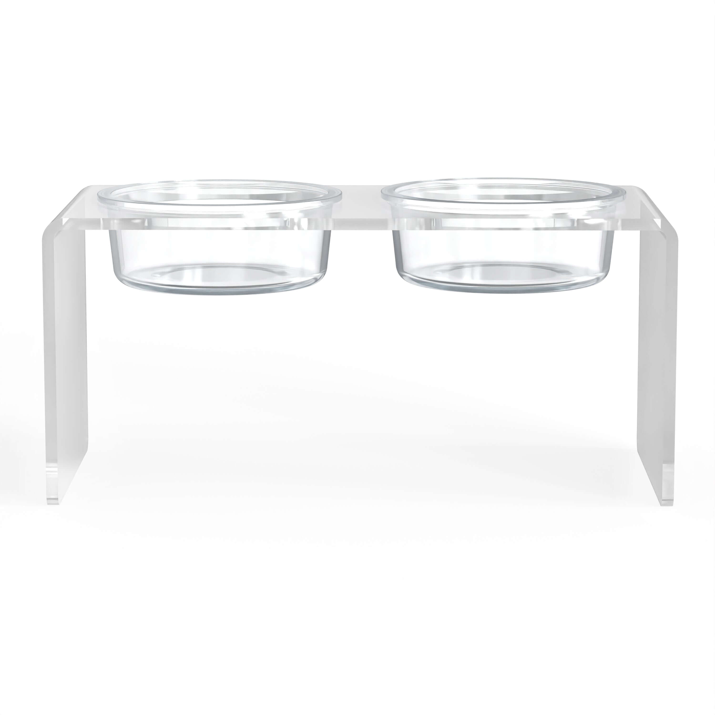 Modern Acrylic Glass Bowl Feeders, Standard Style, Double Bowl - (Unused Return)