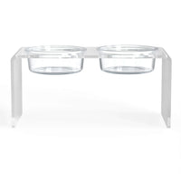 Modern Acrylic Glass Bowl Feeders, Standard Style, Double Bowl - (Unused Return)