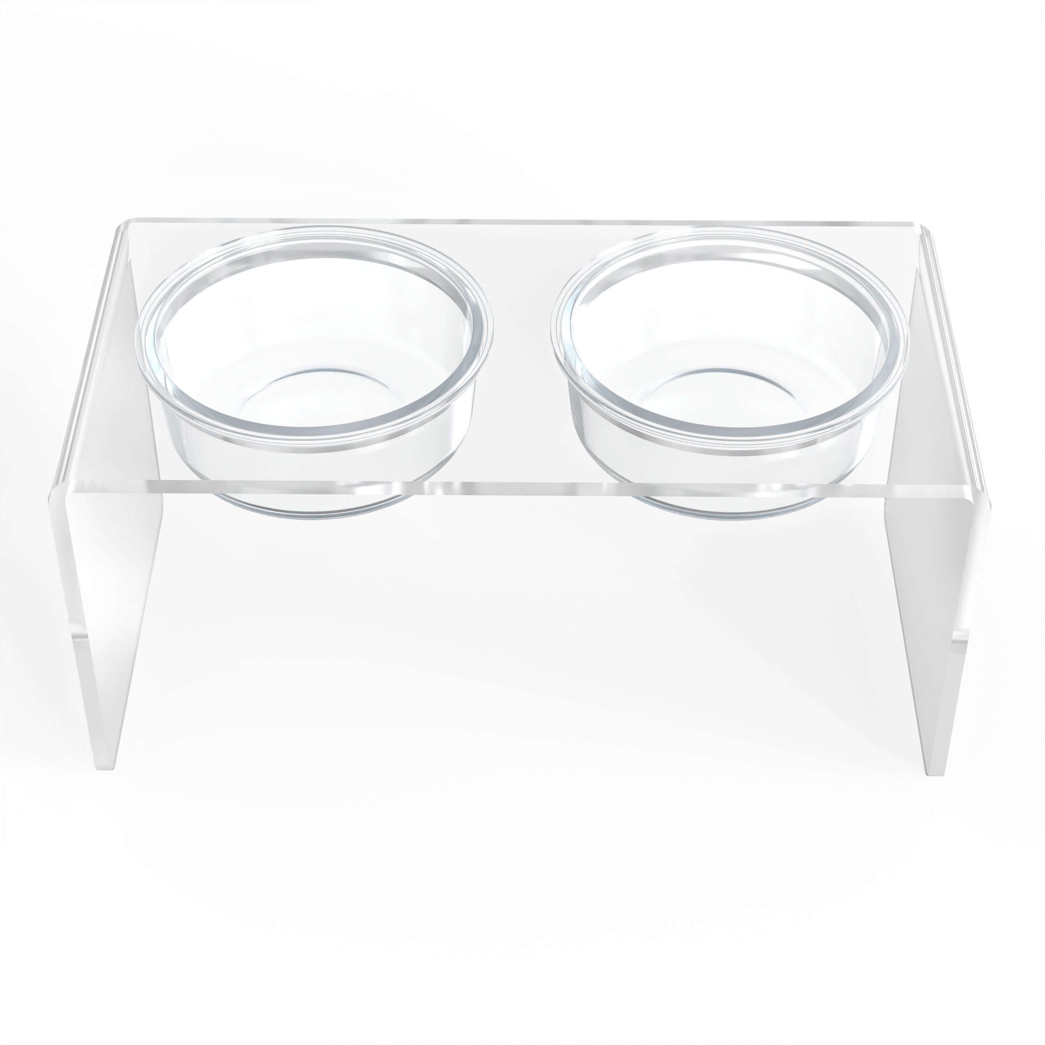 Modern Acrylic Glass Bowl Feeders, Standard Style, Double Bowl