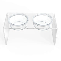Modern Acrylic Glass Bowl Feeders, Standard Style, Double Bowl - (Unused Return)