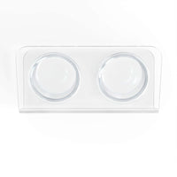 Modern Acrylic Glass Bowl Feeders, Angled Style, Double Bowl