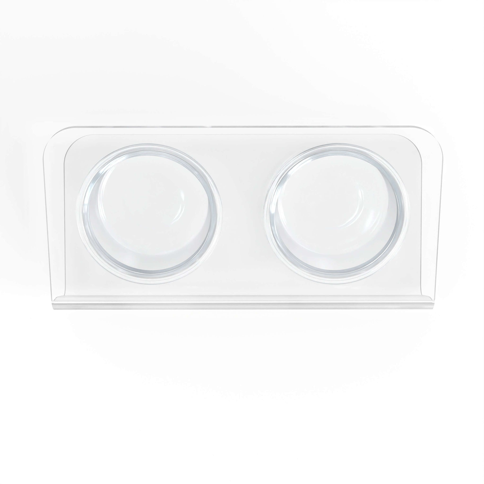 Modern Acrylic Glass Bowl Feeders, Angled Style, Double Bowl