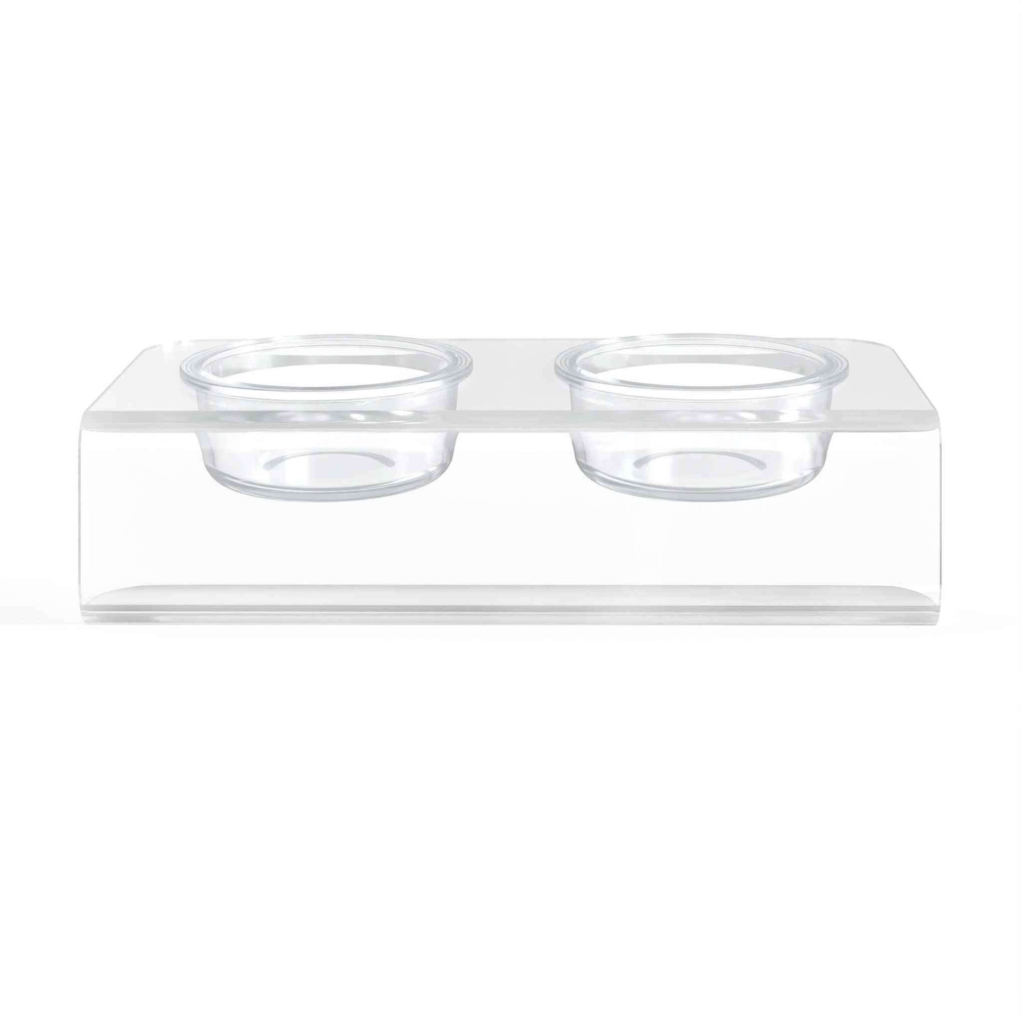 Modern Acrylic Glass Bowl Feeders, Angled Style, Double Bowl