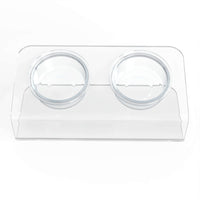 Modern Acrylic Glass Bowl Feeders, Angled Style, Double Bowl