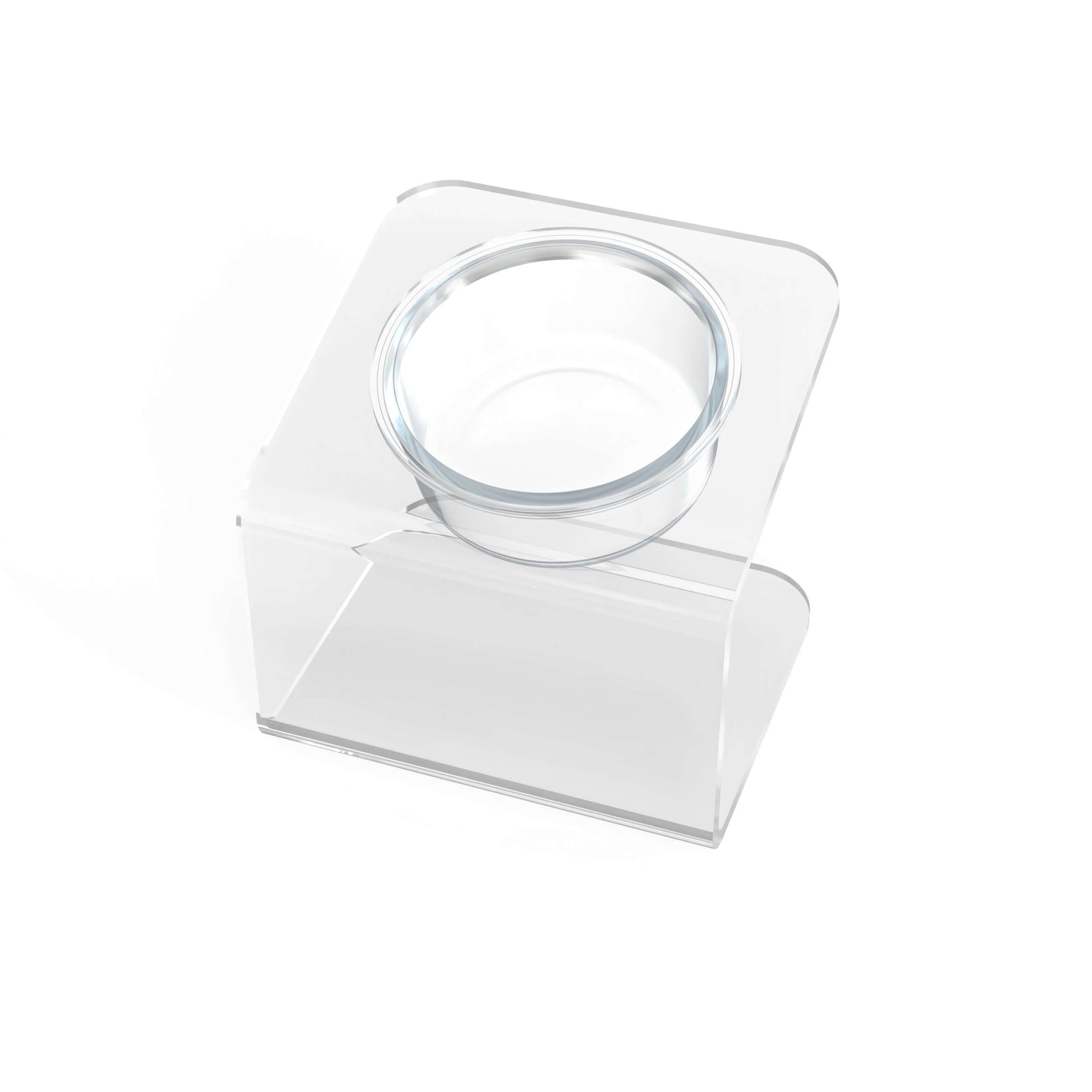 Modern Acrylic Glass Bowl Feeders, Angled Style, Single Bowl