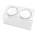 Modern Acrylic Glass Bowl Feeders, Angled Style, Double Bowl - (Unused Return)