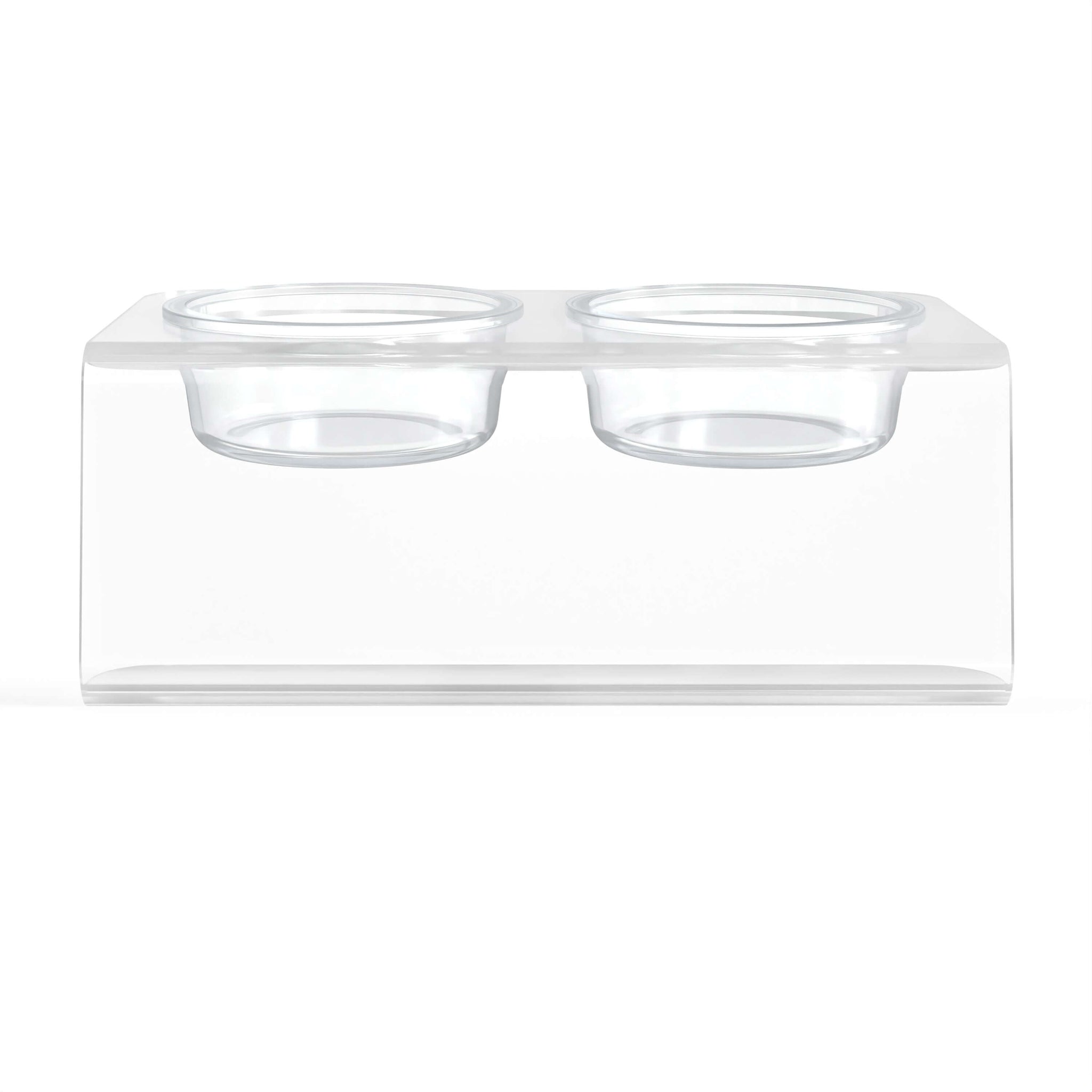 Modern Acrylic Glass Bowl Feeders, Angled Style, Double Bowl