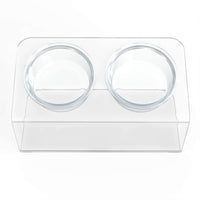 Modern Acrylic Glass Bowl Feeders, Angled Style, Double Bowl