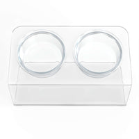 Modern Acrylic Glass Bowl Feeders, Angled Style, Double Bowl - (Unused Return)