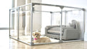  White dog laying inside 27" medium Lucidium pet pen