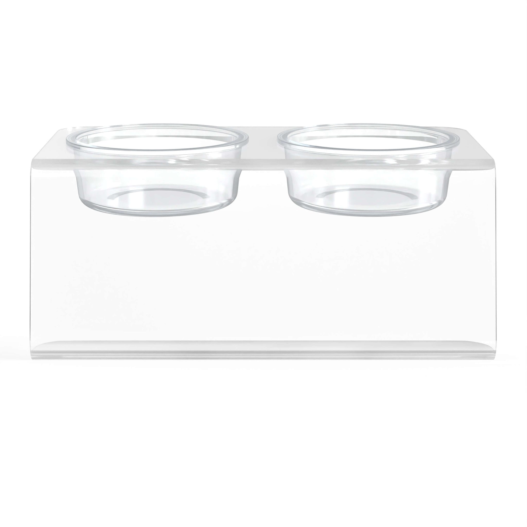 Modern Acrylic Glass Bowl Feeders, Angled Style, Double Bowl