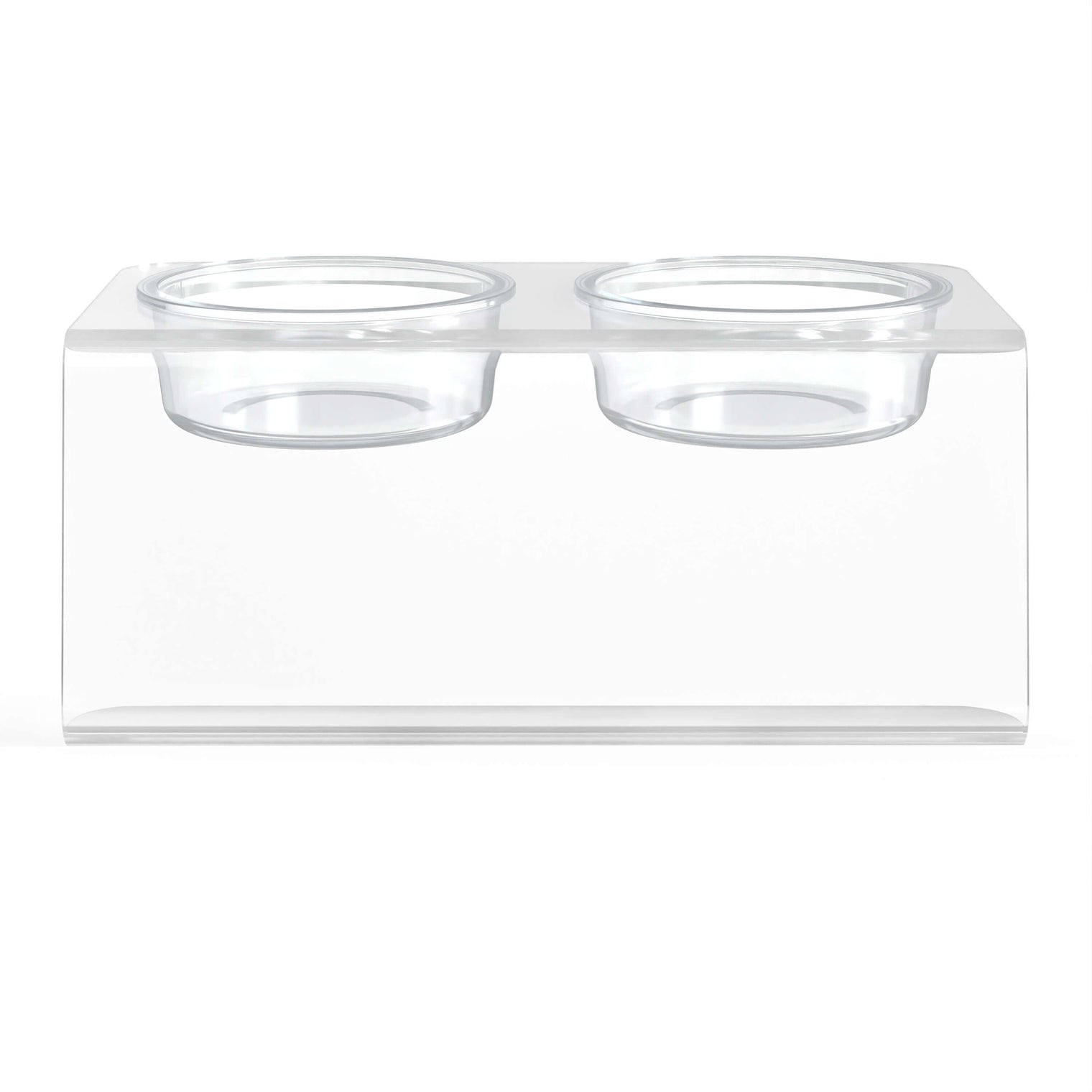 Modern Acrylic Glass Bowl Feeders, Angled Style, Double Bowl - (Unused Return)