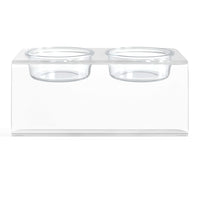 Modern Acrylic Glass Bowl Feeders, Angled Style, Double Bowl - (Unused Return)