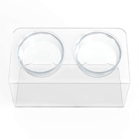 Modern Acrylic Glass Bowl Feeders, Angled Style, Double Bowl