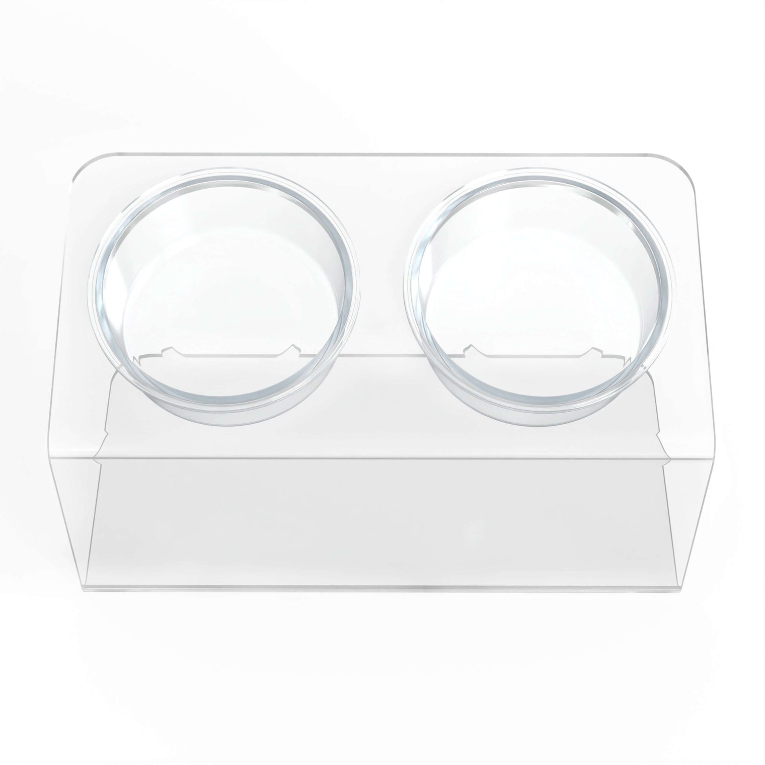 35% off! Modern Acrylic Glass Bowl Feeders, Angled Style, Double Bowl - (Unused Return)