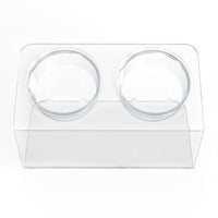 35% off! Modern Acrylic Glass Bowl Feeders, Angled Style, Double Bowl - (Unused Return)