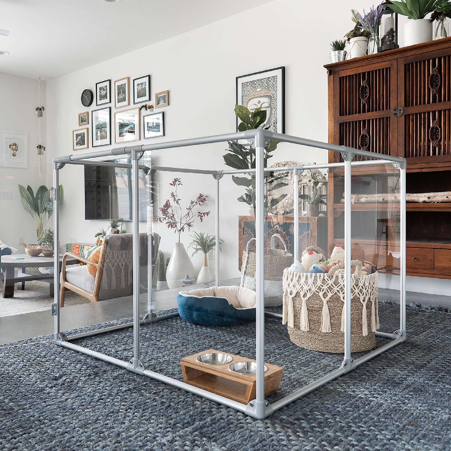  36 inch height medium dog pen in silver color