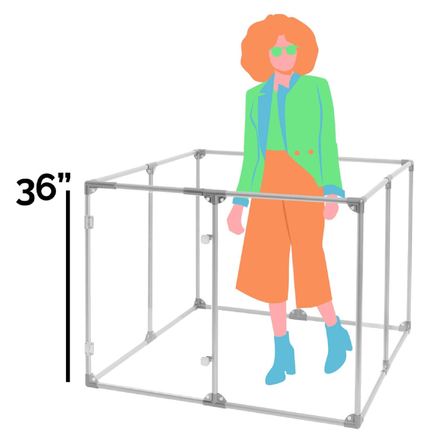 36" Tall Medium Lucidium Pet Pen, GUNMETAL (Unused Return)