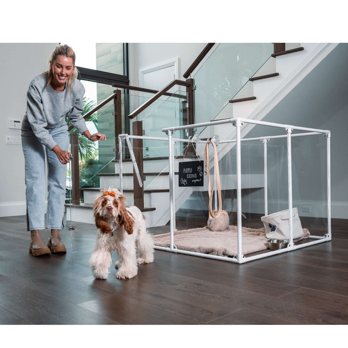 36" Tall Medium Lucidium Pet Pen, SILVER - (Unused Return)