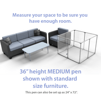 36" Tall Medium Lucidium Pet Pen, GUNMETAL (Unused Return)