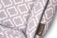 P.L.A.Y. Moroccan Lounge Bed with intricate Moroccan pattern in gray and white, made of 100% natural cotton fabric, close-up view