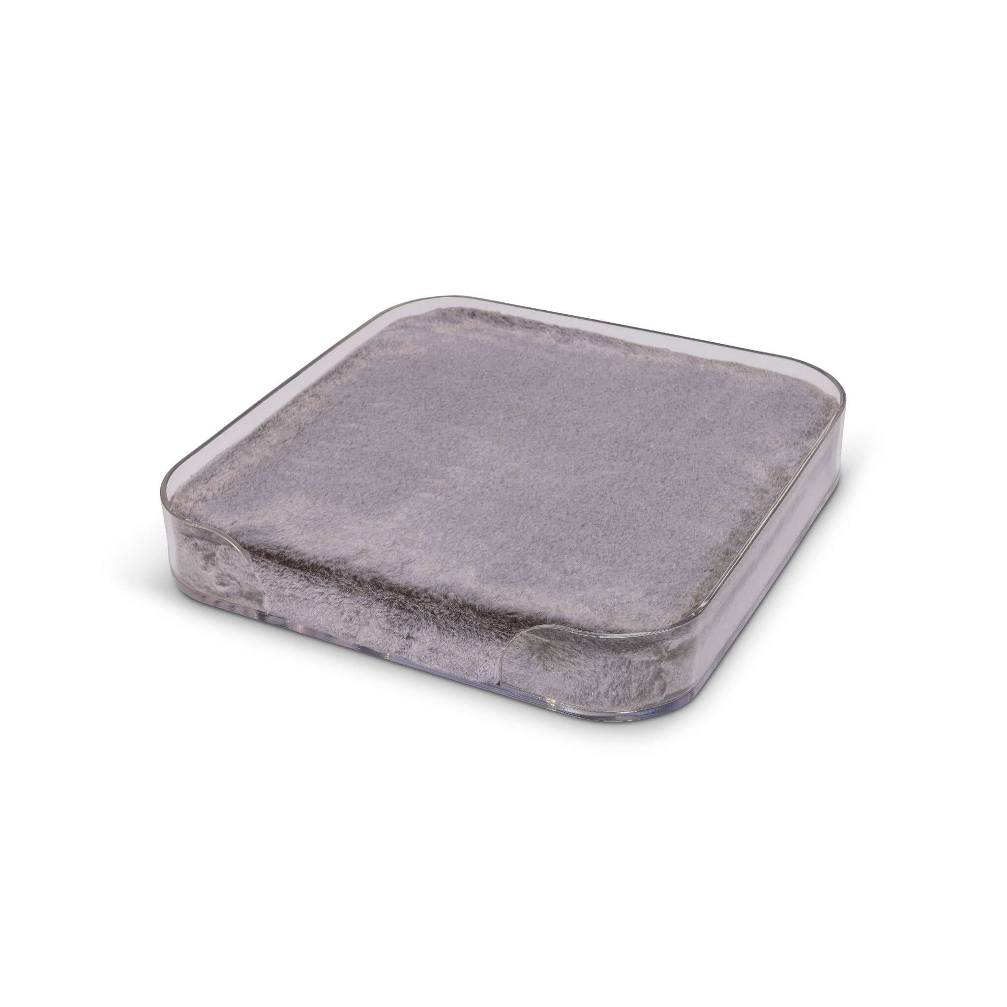 Modern acrylic pet bed with memory foam cushion covered with faux fur fabric