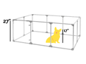 27 inch height large dog pen in silver color shown relative to medium dog