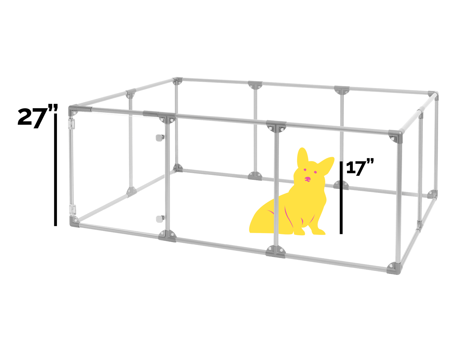 27" Tall Large Lucidium Pet Pen, SILVER (Unused Return)