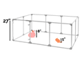 27 inch height large dog pen in silver color shown relative to rabbit and small mammal