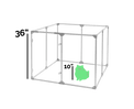  36 inch height medium dog pen in silver color shown relative to cat