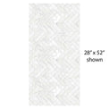 Versailles Style Vinyl Mat with herringbone pattern, size 28" x 52", mimicking elegant white marble.