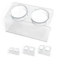 Modern Acrylic Glass Bowl Feeders, Angled Style, Double Bowl - (Unused Return)