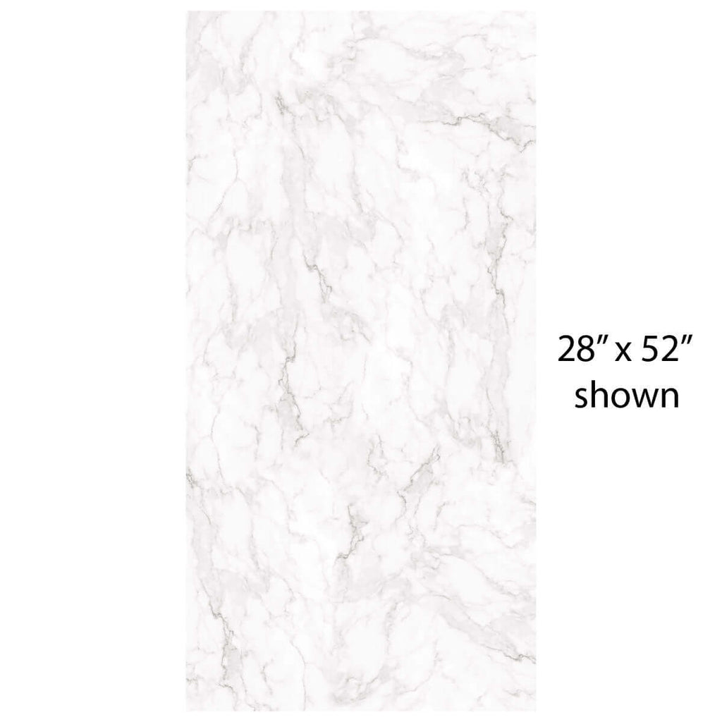 Florence vinyl mat featuring a sleek white marble design, size 28" x 52", perfect for under the Lucidium pen.