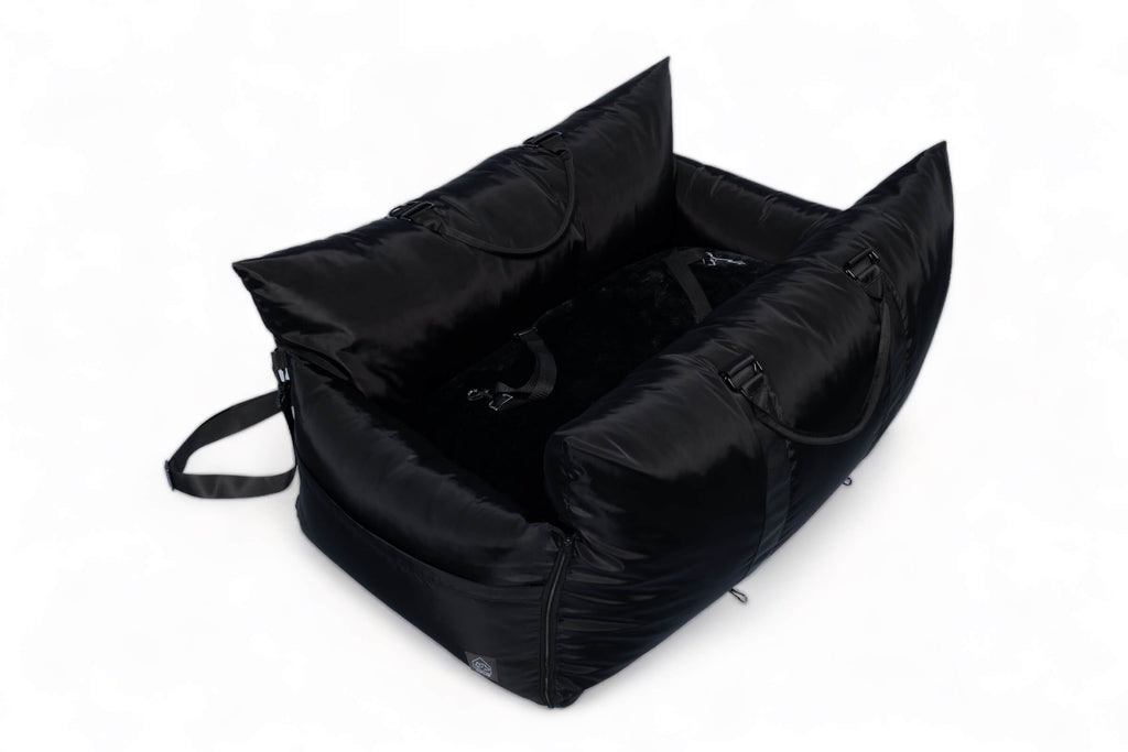 Double size Black travel bed - side view