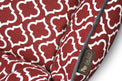 P.L.A.Y. Moroccan Lounge Bed with red and white intricate pattern, soft 100% natural cotton fabric for dog comfort