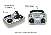 80s Classic Toy Set plush boom box dog toy with hidden rope and bonus toy inside, featuring crinkle function and squeaker.