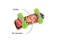 90s Classic Toy Set skateboard plush with crinkle and box squeaker features for dogs.