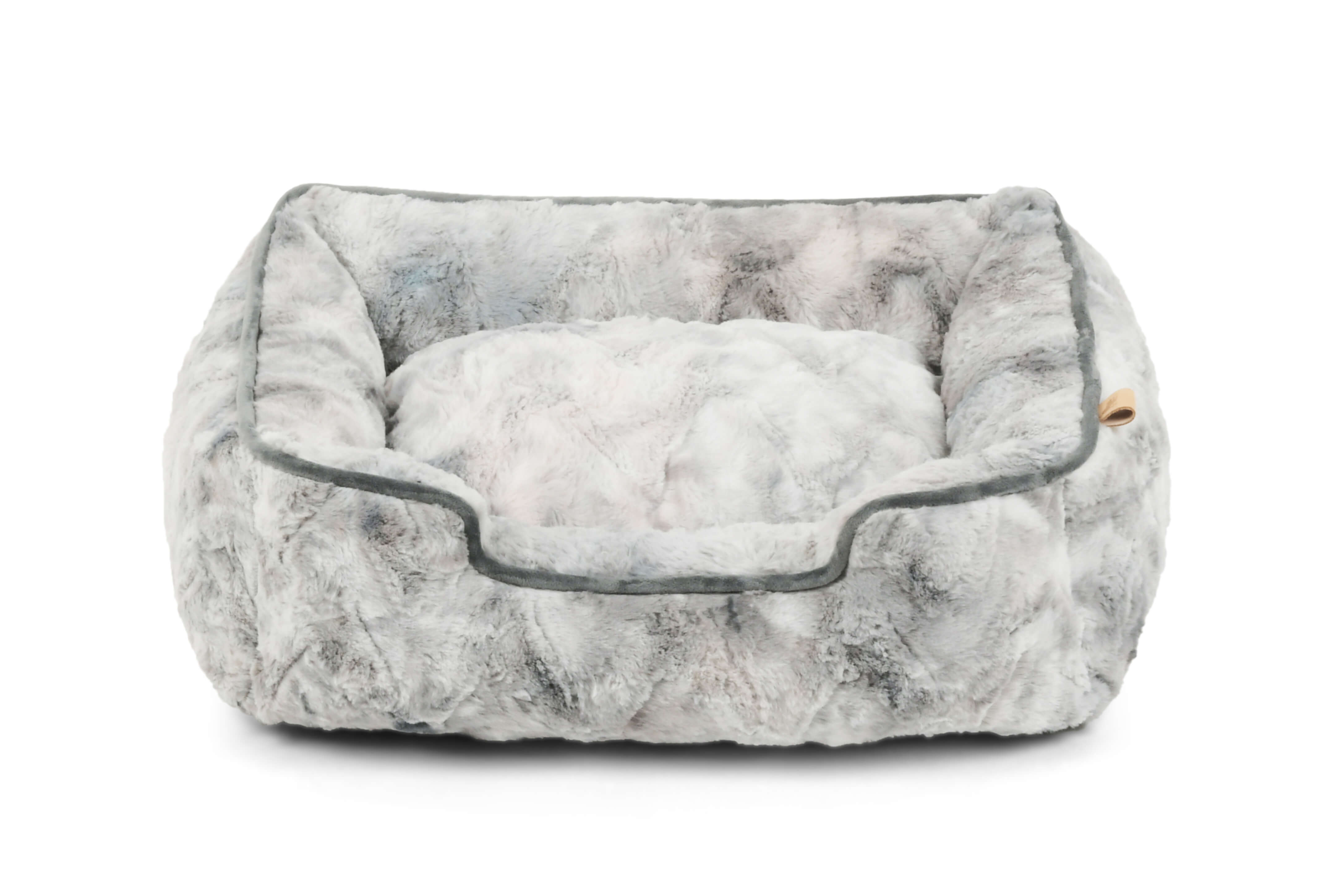 Plush faux fur Dreamland Lounge Bed for dogs with high sides for extra support