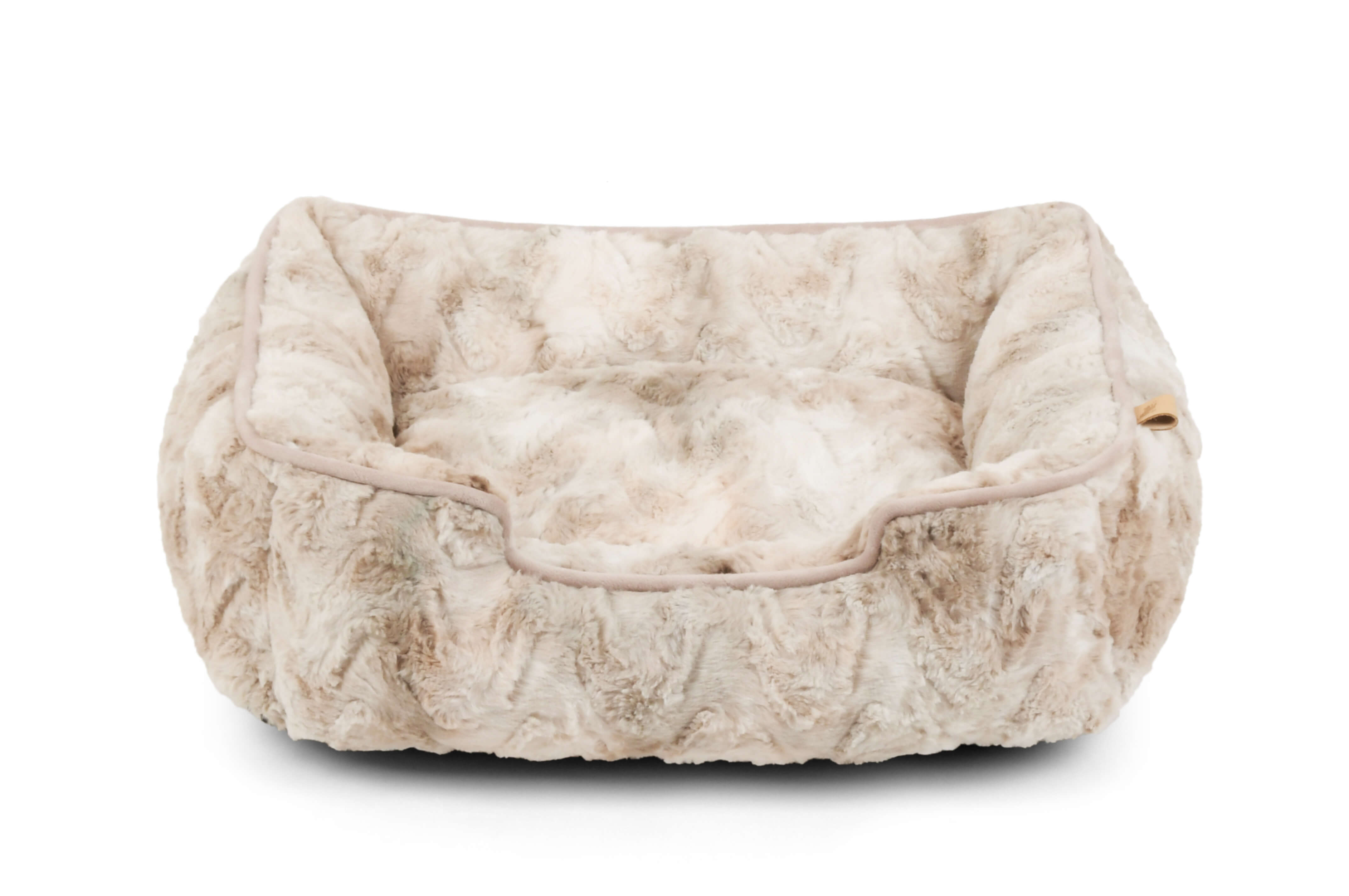 P.L.A.Y. Dreamland Lounge Bed with cozy high sides and soft faux fur fabric for ultimate dog comfort and luxury relaxation