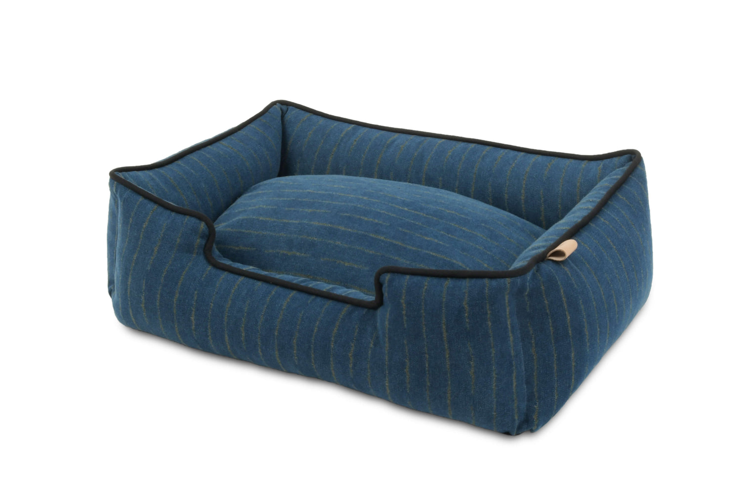 P.L.A.Y. Manhattan Lounge Bed, bolster style dog bed in blue with raised sides for premium comfort and luxury.