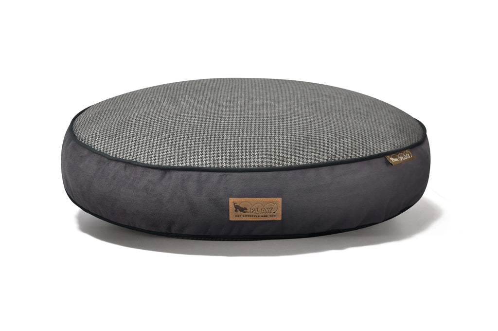 P.L.A.Y. Houndstooth Round Bed in classic design perfect for stylish and sophisticated dog naps in 3 colors